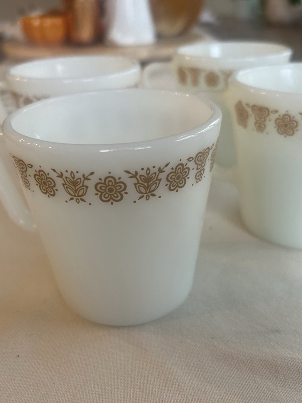 Vintage Pyrex set of 4 butterfly flower mugs